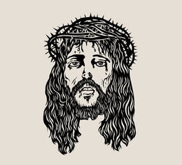 Jesus Christ Face, art vector sketch drawing design