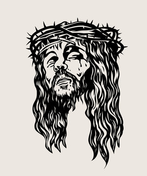 Christ Face Sketch drawing, art vector design