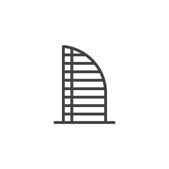 Hotel line icon, outline vector sign, linear style pictogram isolated on white. Modern architecture building symbol, logo illustration. Editable stroke