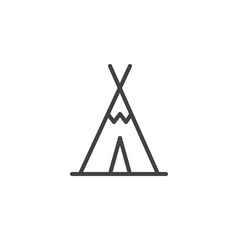 Wigwam line icon, outline vector sign, linear style pictogram isolated on white. Tourist tent shelter symbol, logo illustration. Editable stroke © alekseyvanin