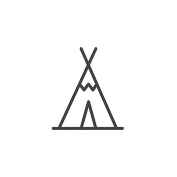 Wigwam line icon, outline vector sign, linear style pictogram isolated on white. Tourist tent shelter symbol, logo illustration. Editable stroke