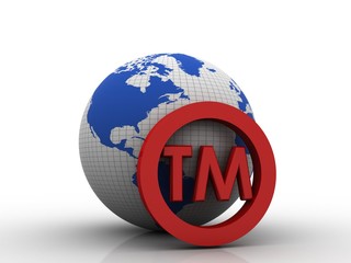 3d rendering TM trade mark sign concept