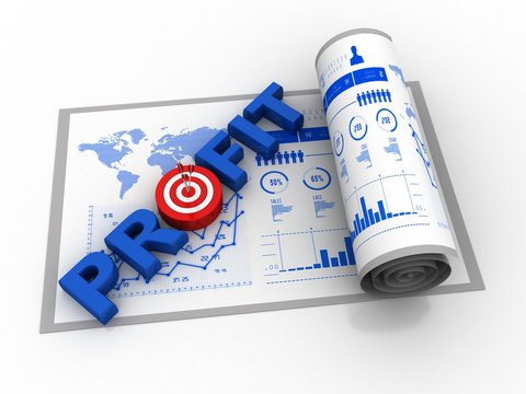 3d rendering Profit with target