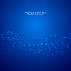 Vector molecule background, genetic and chemical compounds. Abstract connected lines with dots, medical, technological and scientific concept.