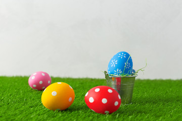 Easter eggs on the grass