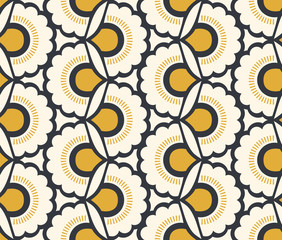 seamless retro pattern with floral elements - 189827863
