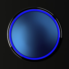 縁が青く光る円形のフレームのCG