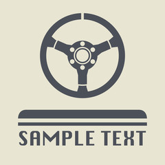 Steering wheel icon or sign