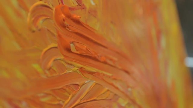 Orange Yellow Paint on Canvas