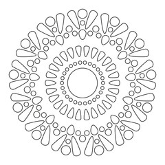 Simple Mandala Shape for Coloring. Vector Mandala. Floral. Flower. Oriental. Book Page. Outline.