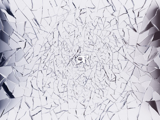 Shattered glass: sharp Pieces on white
