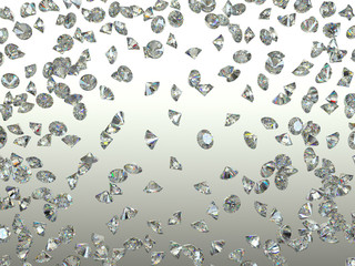 Sparkling Gemstones scatter and fly away over gradient