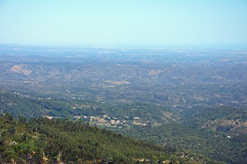 Fototapeta na wymiar Elevated view across the Monchique mountains and countryside, Algarve, Portugal.