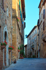 Fototapeta na wymiar Pienza street, Tuscany, Italy