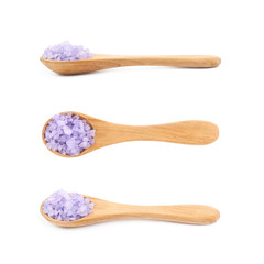 Spoon full of salt crystals isolated