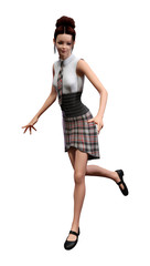 3D Rendering Teenager Girl on White
