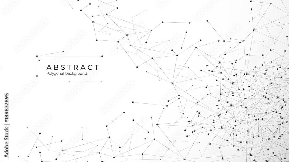 Aufkleber abstract particle background. mess network. nodes connected in web. futuristic plexus array big data