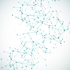 Intricacy node molecular or atomic structure pattern. Polygonal big data .complex array framework. Abstract network structure. Vector illustration