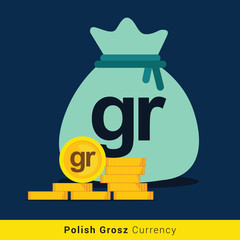 Polish Grosz Money bag icon with sign