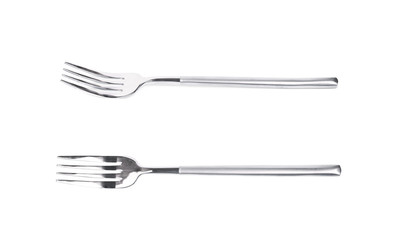 Metal dinner fork isolated