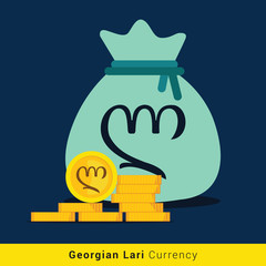 Georgian Lari Money bag icon with sign