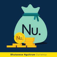 Bhutanese Ngultrum Money bag icon with sign