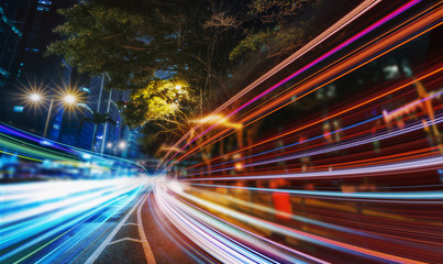 Abstract city background with curved lighting effect