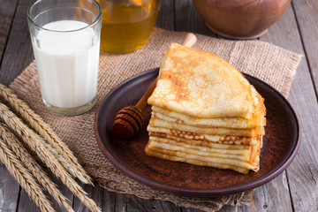 Stack of crepes or pancakes for Maslenitsa
