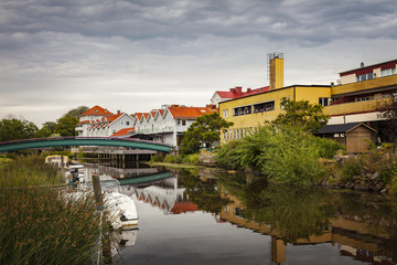 Fototapeta na wymiar Kungsbacka riverfront scene