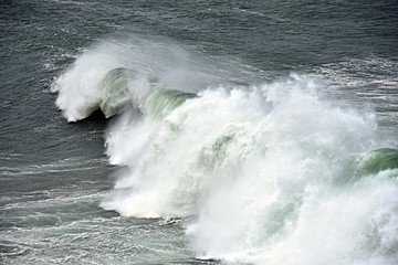 Big waves hitting Hallidays Point Australia 