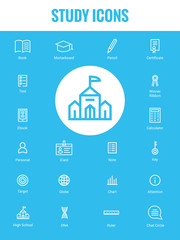 Education icon set thin line style