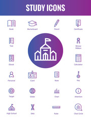 Education icon set thin line style