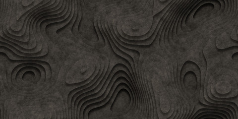 Dark Seamless Topographic Landscape Background. Wavy Relief Illustration Texture.