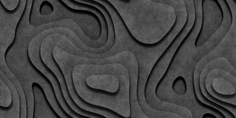 Gray Seamless Topographic Landscape Background. Wavy Relief Illustration Texture.