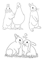 Cute rabbit line art. Good use for symbol, logo, web icon, mascot, sign, coloring, or any design you want.