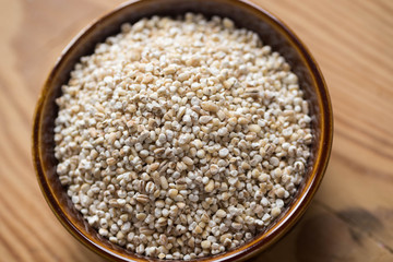 barley groats in bowl