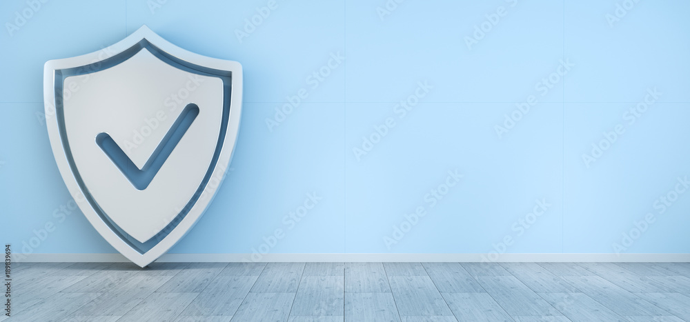 Poster Smarthome shield security interface 3D rendering