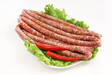 raw sausage with pepper