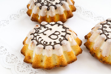 Easter cakes on white background