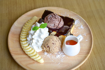 Honey Santos with ice-cream and whipped cream
