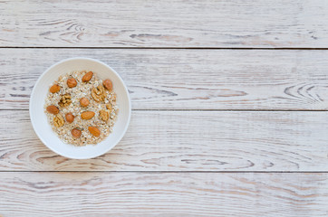 One bowl of muesli and nuts