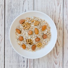 One bowl of muesli and nuts