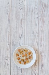 One bowl of muesli and nuts
