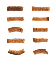 Single bread crouton isolated