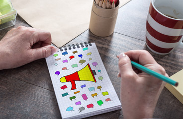 Communication concept on a notepad