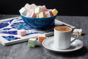 Turkish delight lokum and Turkish coffee