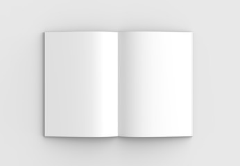 Brochure, magazine, book or catalog mock up isolated on soft gray background. 3D illustrating.