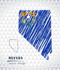 Map of Nevada with hand drawn sketch pen map inside. Vector illustration