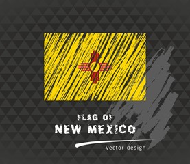 Flag of New Mexico, vector pen illustration on black background