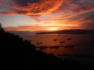 sunset panorama frrom the top of Gibraltar rock